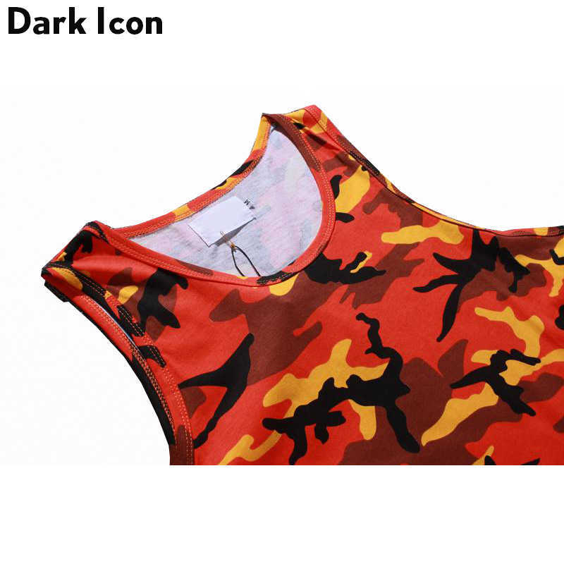 Camouflage Extended Hip Hop Tank Top Men Women Summer Curved Hem Longline Mens Tank Top 210603