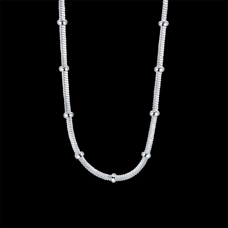 925 Sterling Silver 18 Inch 1.2mm Snake Chain Beads Necklace For Women Man Fashion Wedding Engagement Jewelry 1219 T2
925 Sterling Silver 18 Inch 1.2mm Snake Chain Beads Necklace For Women Man Fashion Wedding Engagement Jewelry 1219 T2