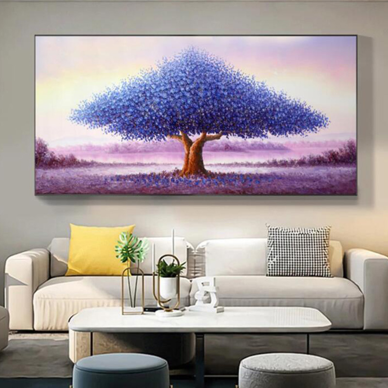 Abstract Nordic Blue Love Tree Oil Painting on Canvas Wall Art Posters Prints Wall Pictures for Living Room Home Cuadros Decor