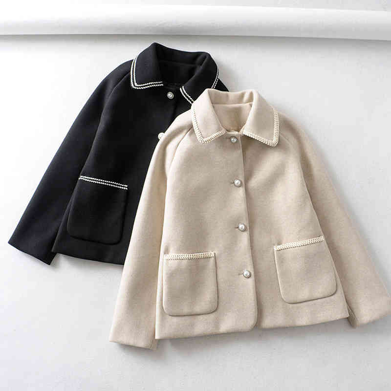 Women Fashion Solid Coat Turn Down Collar Casual Jacket Autumn Winter Pockets Long Sleeve Warm Tops Outerwear Abrigo Mujer 210515