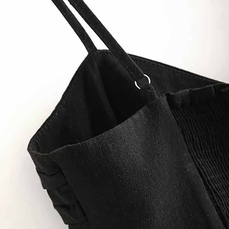 Sexy Spaghetti Strap Black Tops For Women V Neck Bow Holiday Beach Croptop Summer Skinny Sleeveless Lady Tank Cropped Feminino 210515