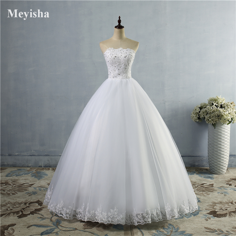 ZJ9061 custom made White Ivory Crystal Beads Sweetheart Bride Dresses Wedding lace edge maxi formal plus size 2-26W