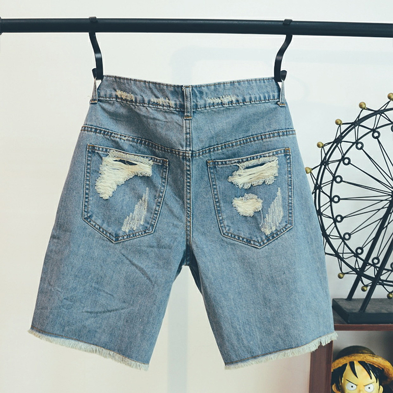 Arrival Fashion Mens Jeans Print Light Jean Shorts Men Ulzzang Summer Pattern Length Zipper Fly Stoashed 210318