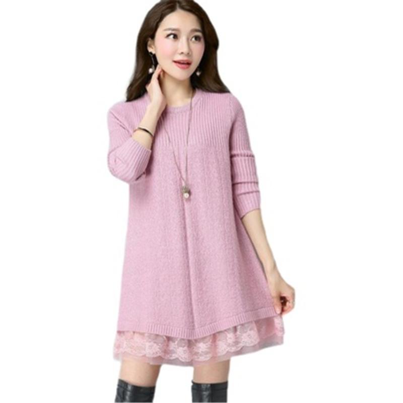 Women's Sweaters Fall Winter 2022 Womens Lace Stitching Sweater Dress Solid Color Loose Long-sleeved Pullovers Plus Size Female Knit, White;black
Women's Sweaters Fall Winter 2022 Womens Lace Stitching Sweater Dress Solid Color Loose Long-sleeved Pullovers Plus Size Female Knit, White;black