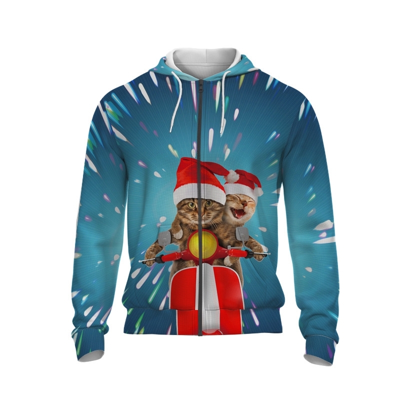 Hoodie new fashion 3D digital printing hooded zipper sweater
