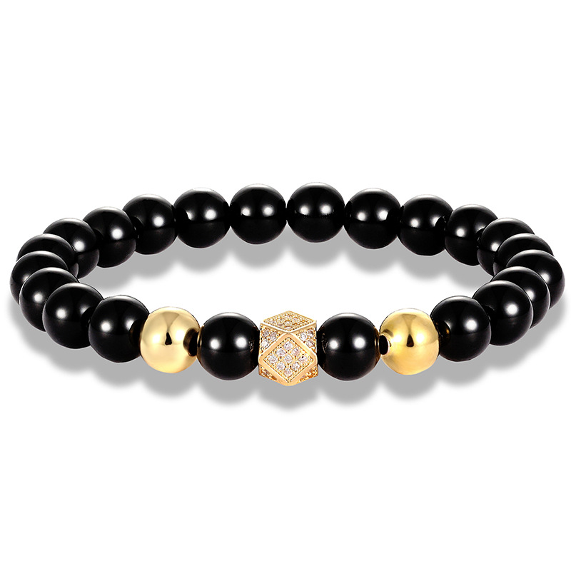 Beaded Bracelet For Men Fashion Charm Bracelets Strands Cz Golden Circle Stone Armband Jewelry, Black
Beaded Bracelet For Men Fashion Charm Bracelets Strands Cz Golden Circle Stone Armband Jewelry, Black