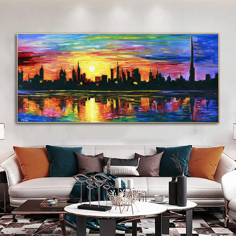 Knife Painting Colorful Oil Painting Printed On Canvas Abstract Wall Art For Living Room Modern Home Decor Landscape Pictures