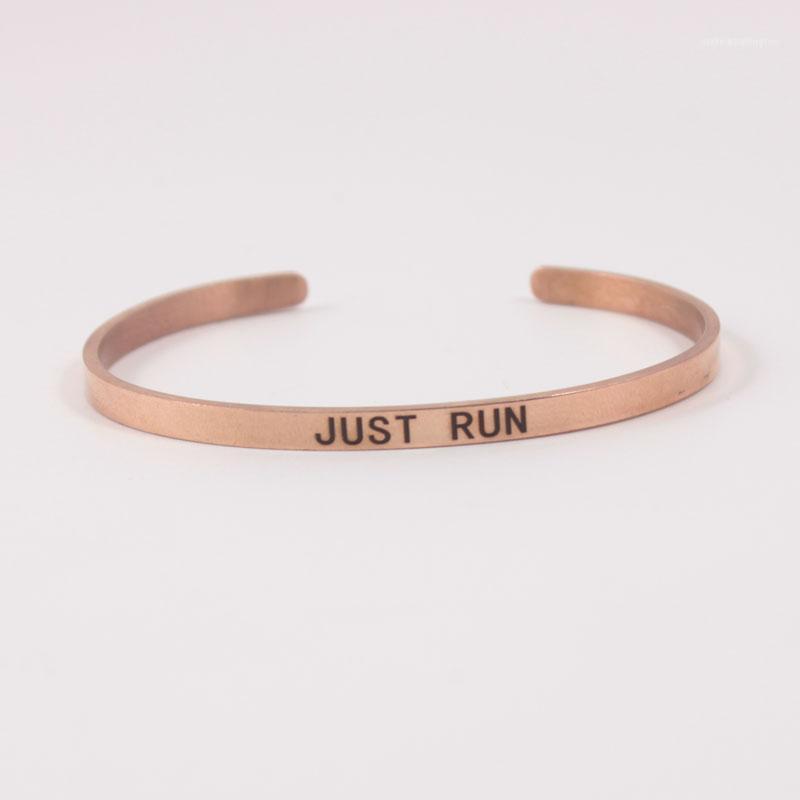 Bangle Rose Gold 4MM"JUST RUN" Stainless Steel Engraved Positive Inspirational Quote Cuff Mantra Bracelet Bangle1
Bangle Rose Gold 4MM"JUST RUN" Stainless Steel Engraved Positive Inspirational Quote Cuff Mantra Bracelet Bangle1
