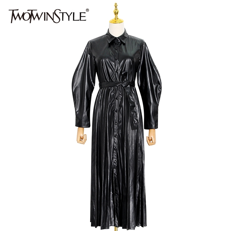 Black Lace Up Leather Dress For Women Lapel Long Sleeve Button Ruched Minimalist Midi Dresses Female Autumn 210520
Black Lace Up Leather Dress For Women Lapel Long Sleeve Button Ruched Minimalist Midi Dresses Female Autumn 210520