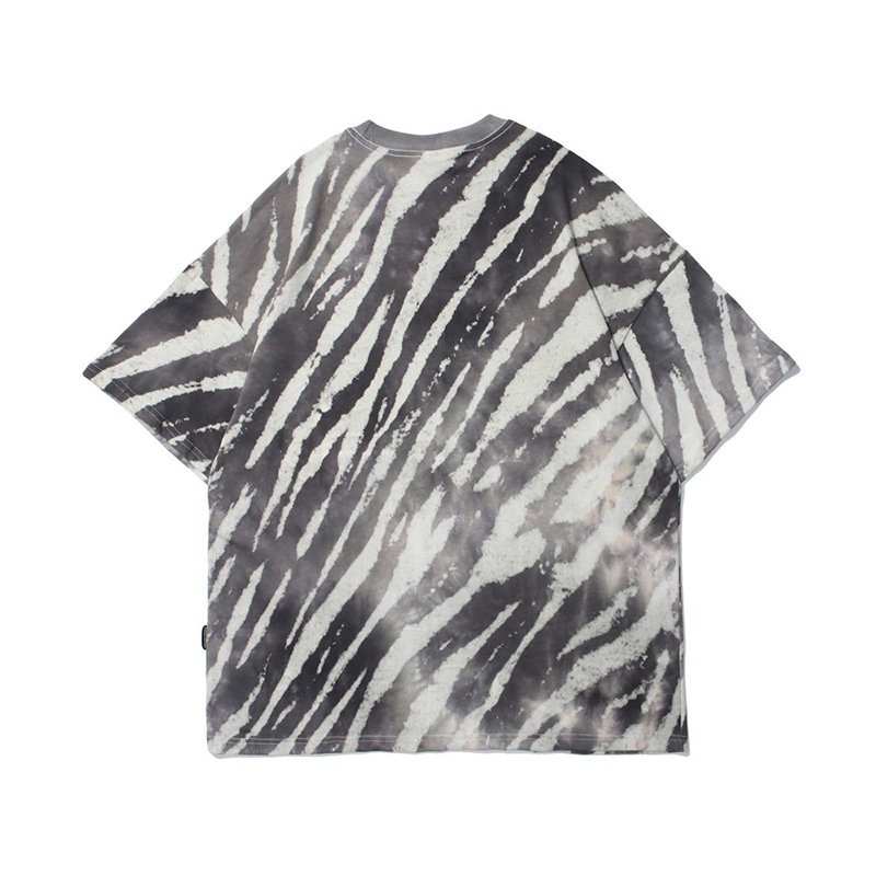 IEFB Men's Zebra Stripe Short Sleeve T-shirt Round Collar Short Sleeve Oversize Streetwear Causal Tee Tops Summer 9Y7469 210524