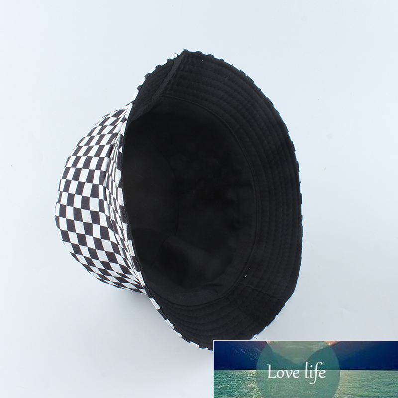 New Brand Black White Plaid Check Bucket Hats Fishing Caps Women Mens Reversible Fisherman Hat Factory price expert design Quality Latest Style Origin