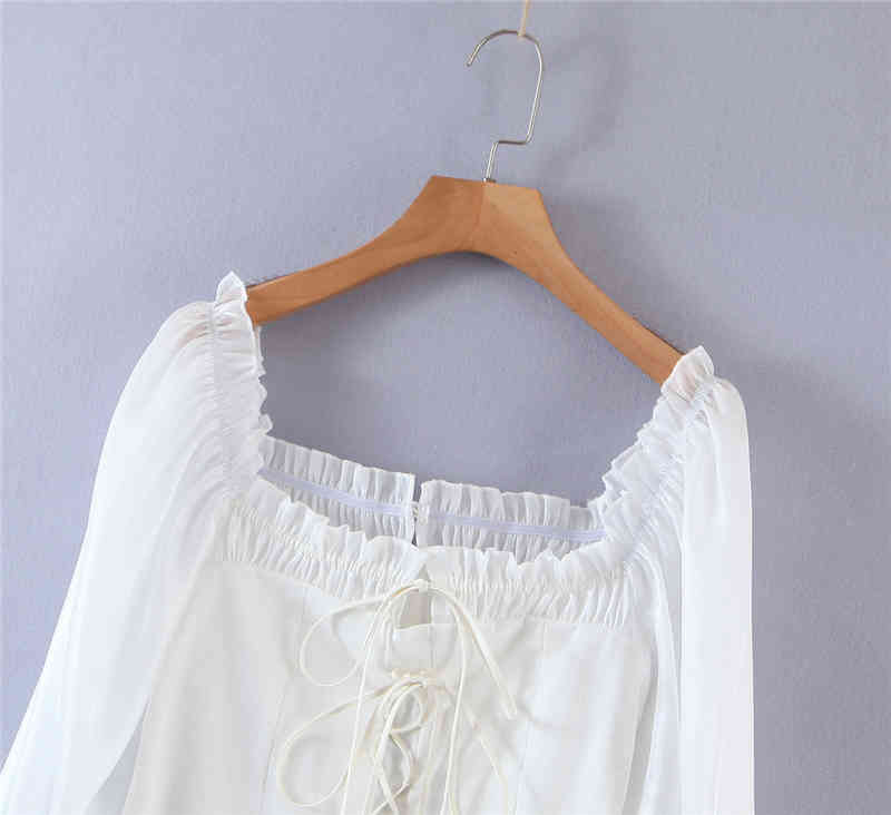 Summer Vintage Style White Cotton Long Sleeve Mini Dress Women Casual Fashion Back zipper Slim Dresses Female Vestidos 210514