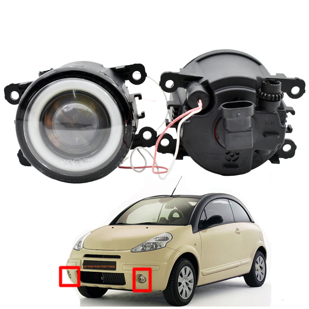 for Citroen C3 FC_ Hatchback 2005-2010 with Fog light high quality Daytime Running Lights LED Angel Eye Styling pair