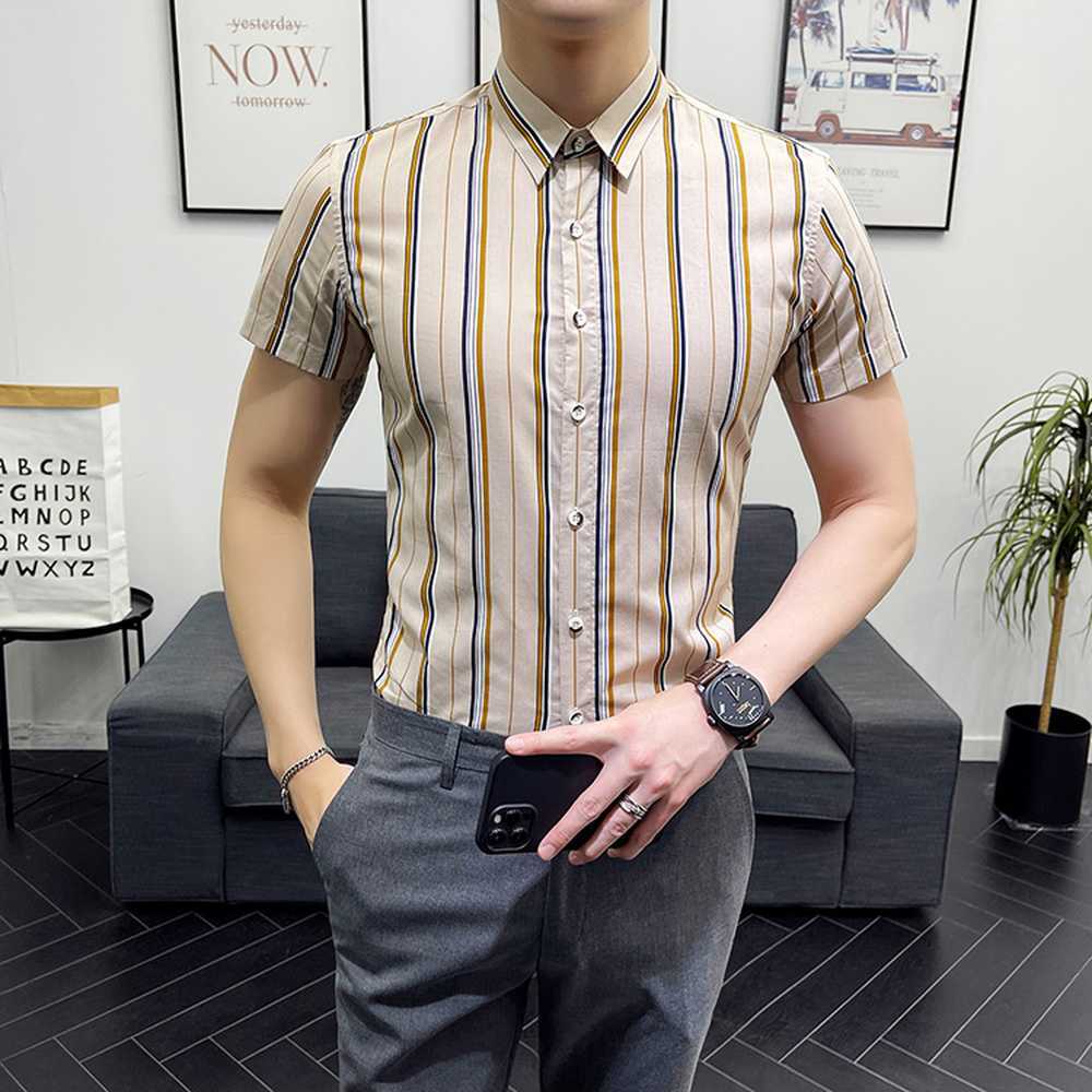 Summer Striped Shirts Men Brand Chemise Homme Short Sleeve Business Formal Dress Shirts Slim Fit Streetwear Casual Shirt 210527, Sky blue
Summer Striped Shirts Men Brand Chemise Homme Short Sleeve Business Formal Dress Shirts Slim Fit Streetwear Casual Shirt 210527, Sky blue
