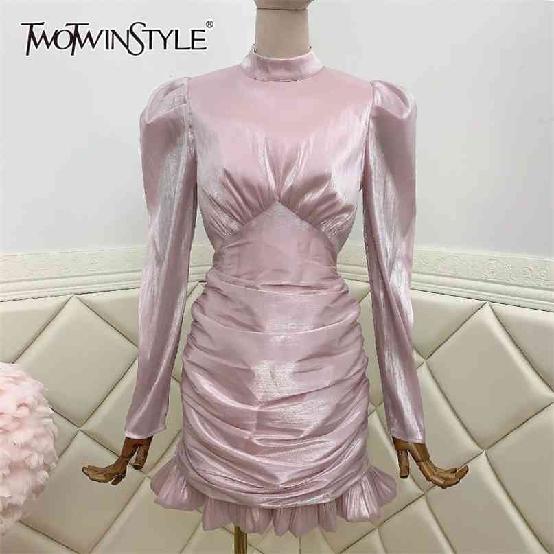 Sexy Pink Dress For Women Stand Collar Long Sleeve High Waist Backless Ruched Mini Dresses Female Summer 210520
Sexy Pink Dress For Women Stand Collar Long Sleeve High Waist Backless Ruched Mini Dresses Female Summer 210520