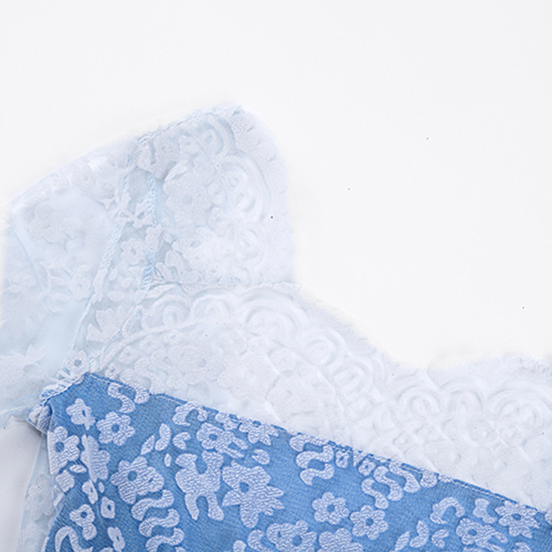 Women Dress Blue Lace Maxi es Backless High Waist Big Swing Party es Flower Sexy Plus Size Autumn 5XL 210524