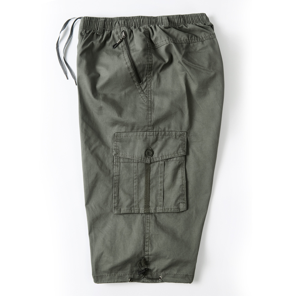 Cargo Shorts Men Zipper Pocket Many Men's Breeche Long Length 3/4 Short Pant Cotton Bermuda Summer casual Male Shorts 210518