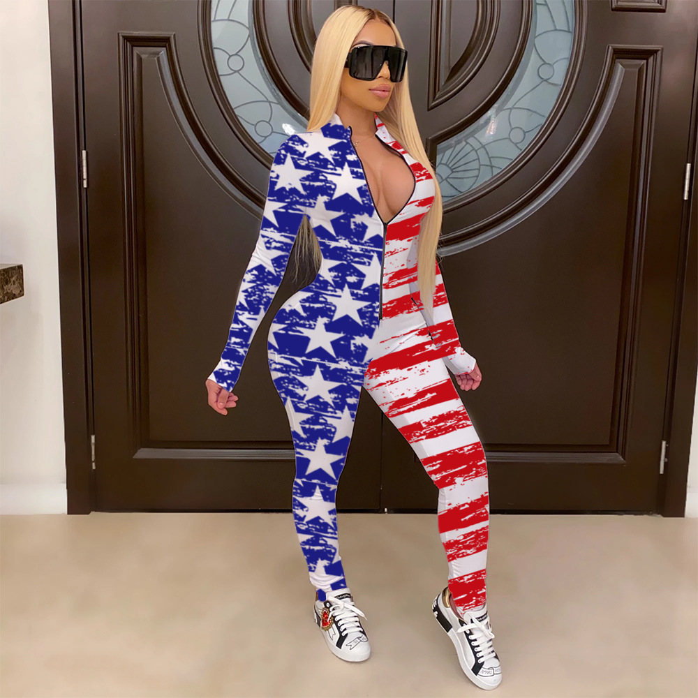 American Flag Print Rompers Womens Jumpsuit Deep V Neck Full Sleeve Club Party Bodysuit Streetwear Front Zipper Fitness Catsuits
American Flag Print Rompers Womens Jumpsuit Deep V Neck Full Sleeve Club Party Bodysuit Streetwear Front Zipper Fitness Catsuits