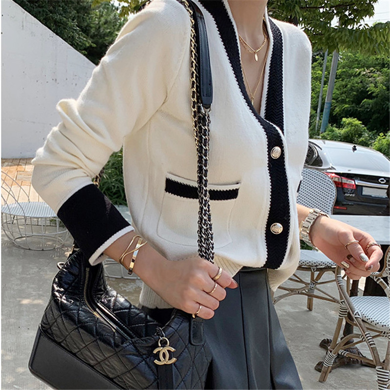 Autumn Winter Vintage Ladies Knitted Cardigans Sweaters Women Korean Long Sleeve V-Neck Office Fashion Slim Tops 210519