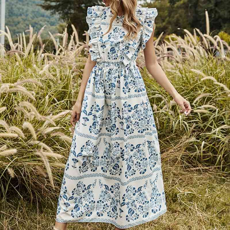 Summer Beach Maxi Dress Women Floral Print Boho Long Ruffles Casual O-Neck Sleeveless Sexy Party Robe 210603, Blue
Summer Beach Maxi Dress Women Floral Print Boho Long Ruffles Casual O-Neck Sleeveless Sexy Party Robe 210603, Blue