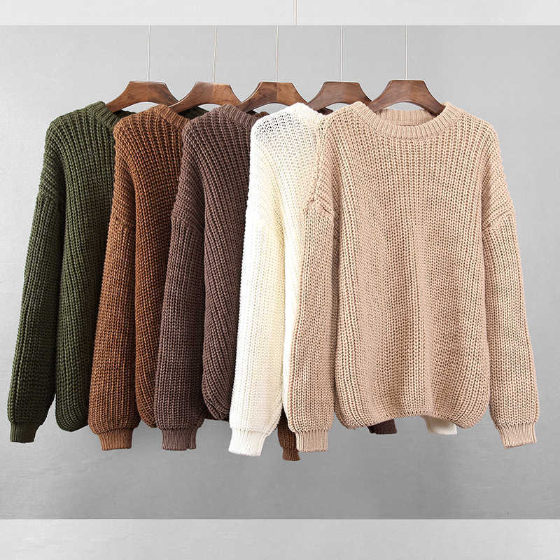 Hirsionsan Loose Autumn Sweater Women Korean Elegant Knitted Oversized Warm Female Pullovers Fashion Solid Tops 210908