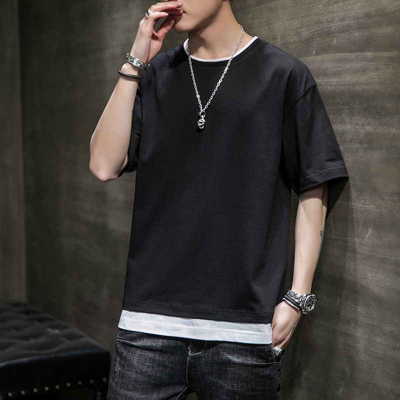 Mens T Shirts Fashion Summer O-Neck Slim Fit Short Sleeve Shirt Men Mercerized Cotton-Clothing Casual