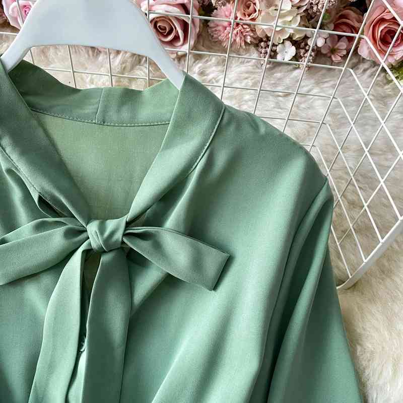 LoveFlowerLife French Dress Autumn Princess Dress Fall Butterfly Tie Collar Long-sleeved A-line Sweet Flounce Dress 210521