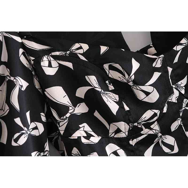 Sexy Back Zipper Square Collar Floral Print Tank Tops Women Summer Long Lantern Sleeve Backless Crop Top Girls Tees 210429
