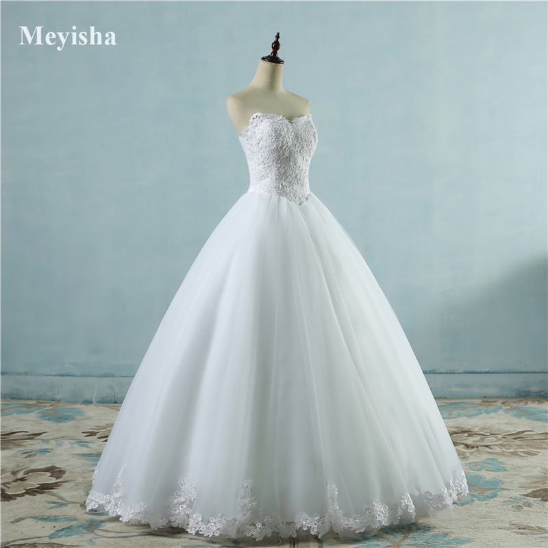 ZJ9081 2021 Lovely Wedding Dress Sweetheart Ball Gown Bride Dresses With Lace Edge Floor Length Bridal Gowns size 2-26W