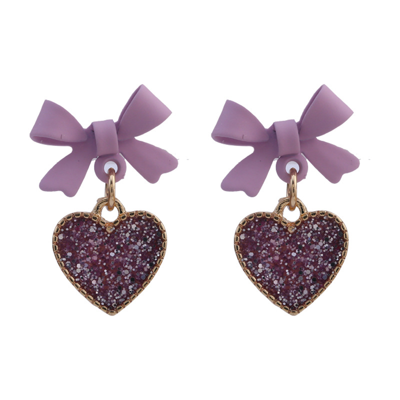 Trendy Heart Purple Bow Earring Women Dangle Elegant Earrings Korean Fashion Long Tassel Earrings Wedding Jewelry Wholesale
Trendy Heart Purple Bow Earring Women Dangle Elegant Earrings Korean Fashion Long Tassel Earrings Wedding Jewelry Wholesale