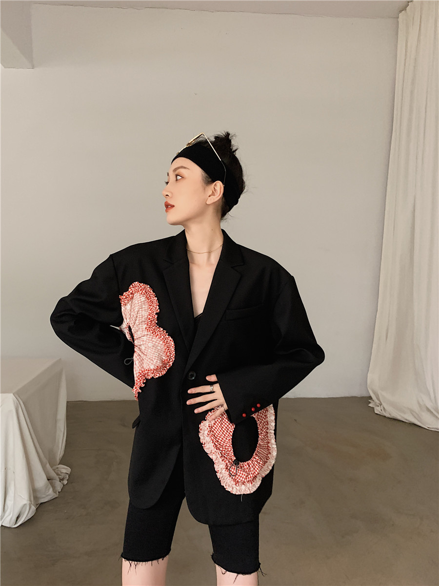 Nomikuma Black Flowers Elegant Blazer Coat Spring New Long Sleeve Notched Collar Suit Jacket Causal Women Blazers 6E062 210427