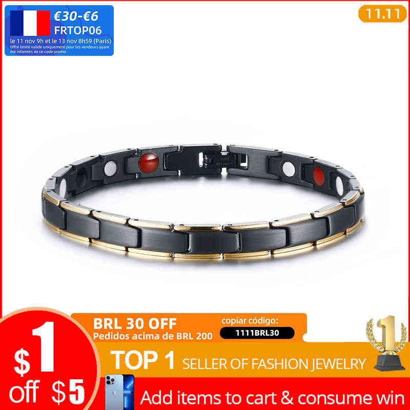 Vnox Women Health Bracelet Bangle Black Power Bracelets Chain Jewelry Stainless Steel Gift
Vnox Women Health Bracelet Bangle Black Power Bracelets Chain Jewelry Stainless Steel Gift