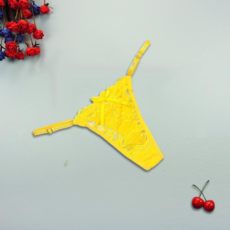 3Pcs/lots Women Sexy Thongs Panties Lace Transparent Panty See Through Erotica Lingerie Adjustable Underwear G-String T-back Women's