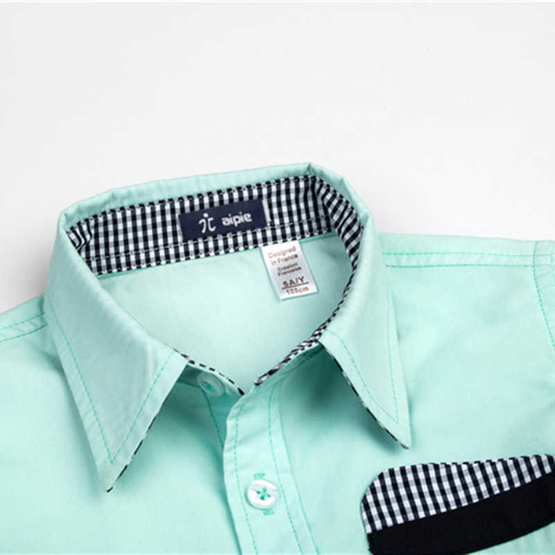 sale Children's shirts Fashion England Style With Plaid bow tie Cotton 100% Full-sleeved Kids Boy's clothing 210713