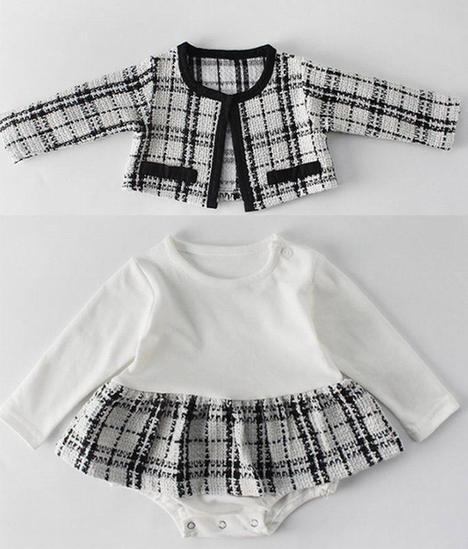 Clothing Sets Retail Spring Baby Girl Gentlewomen Plaid Coat+Long Sleeve Romper Outfits Kids 0-2T E86005 QV70, Black white
Clothing Sets Retail Spring Baby Girl Gentlewomen Plaid Coat+Long Sleeve Romper Outfits Kids 0-2T E86005 QV70, Black white