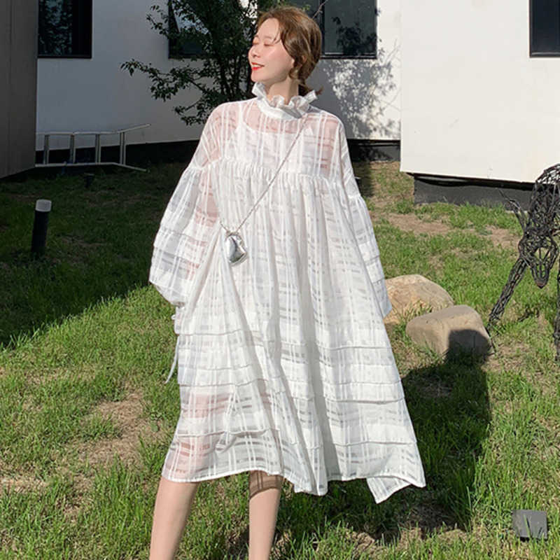 Korea Fashion Casual Two Pieces Dres Spring Summer Female White Lantern Long Sleeve Clothing B524 210603
Korea Fashion Casual Two Pieces Dres Spring Summer Female White Lantern Long Sleeve Clothing B524 210603