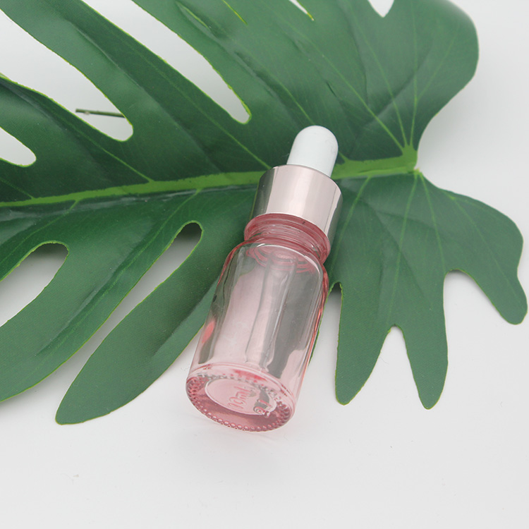 Cherry Pink Glass Essential Oil Perfume Bottle Liquid Reagent Pipette Dropper Bottles with Rose Gold Cap 10-50ml