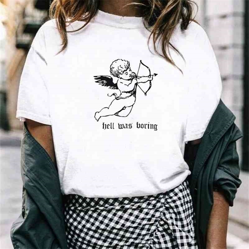 Harajuku Womens Angel Bell Was Boring Letter Printed T-shirt Unisex Aesthetic Cotton Hipster Grunge Graphic T Shirts Tee Tops 210518, White
Harajuku Womens Angel Bell Was Boring Letter Printed T-shirt Unisex Aesthetic Cotton Hipster Grunge Graphic T Shirts Tee Tops 210518, White