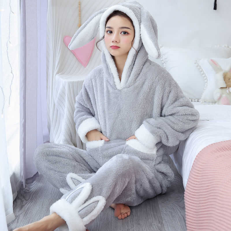Winter Thick Warm Flannel Pajamas Sets For Women Sleepwear Home Clothing Pajama Home Wear Pyjamas Set 210924
