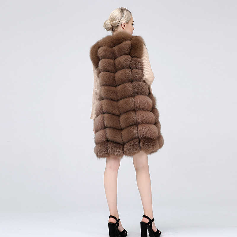 Natural Real Fur Vest Coat For Jacket Female s Waistcoat Long s 210816