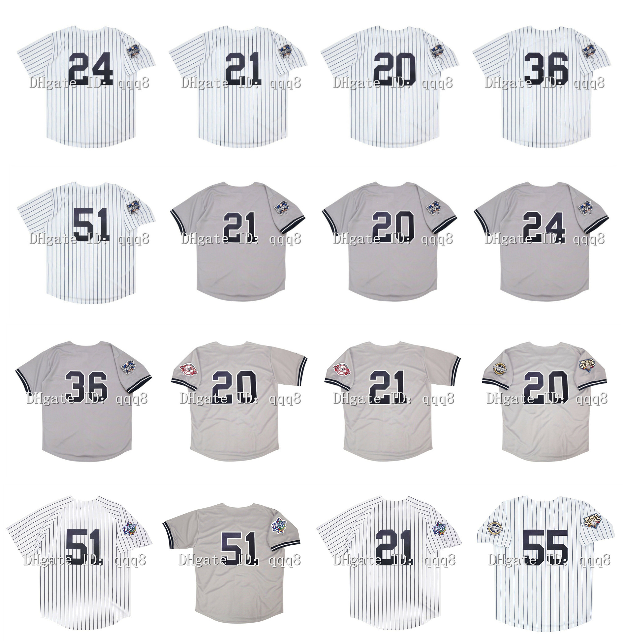 2000 Retro 51 Bernie Williams Jersey 55 Hideki Matsui 24 Tino Martinez 21 Paul O'Neill 20 Jorge Posada 36 David Cone WS Vintage Baseball Jerseys Grey White, As pic
2000 Retro 51 Bernie Williams Jersey 55 Hideki Matsui 24 Tino Martinez 21 Paul O'Neill 20 Jorge Posada 36 David Cone WS Vintage Baseball Jerseys Grey White, As pic