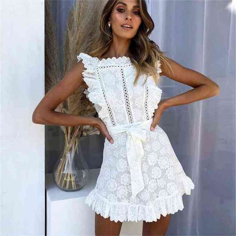 Sleeveless Party Dress White Solid Cotton Embroidered Ruffles Summer es Lady Belt Tied Bow Chic Women Mini 210603, Blue
Sleeveless Party Dress White Solid Cotton Embroidered Ruffles Summer es Lady Belt Tied Bow Chic Women Mini 210603, Blue