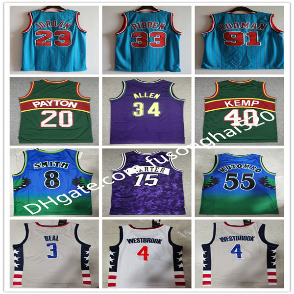 23 Vince 15 Carter Basketball Jersey Scottie 33 Pippen Dennis 91 Rodman Retro Ray 34 Allen Shawn 40 Kemp Gary Payton Steve 8 Smith 55 Mutombo 3 Beal 4 Westbrook Jerseys, As picture
23 Vince 15 Carter Basketball Jersey Scottie 33 Pippen Dennis 91 Rodman Retro Ray 34 Allen Shawn 40 Kemp Gary Payton Steve 8 Smith 55 Mutombo 3 Beal 4 Westbrook Jerseys, As picture