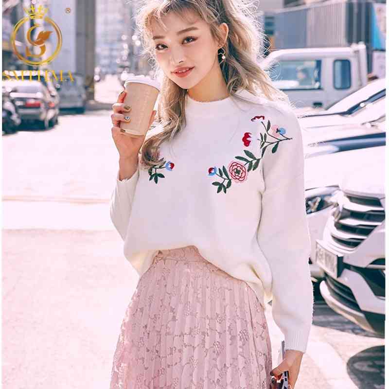 Women's Sweater Autumn Winter Fashion Elegant Peach Embroidery flowers Slim Girl's Knitted Pullover 210520, Picture color
Women's Sweater Autumn Winter Fashion Elegant Peach Embroidery flowers Slim Girl's Knitted Pullover 210520, Picture color