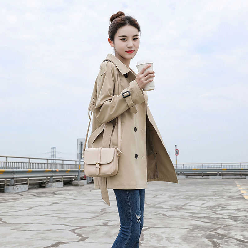 Ailegogo Spring Women Trench Coat Casual Streetwear Double Breasted Belt Female Coats Fashion Korean Loose Fit Outwear 210820
