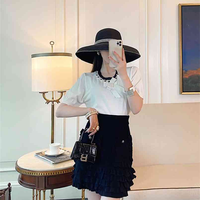 Round neck beaded bowknot loose sweater core-spun yarn skirt women's suit summer top clothing 210520, Image color
Round neck beaded bowknot loose sweater core-spun yarn skirt women's suit summer top clothing 210520, Image color