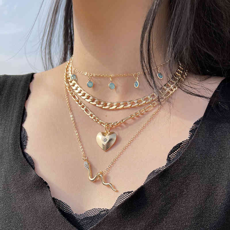 Aprilwell 4 PCs Punk Necklaces Sets For Women Aesthetic Gold Color Cuban Link Chain Collar Heart Pendant Snake Drop Jewelry, Silver
Aprilwell 4 PCs Punk Necklaces Sets For Women Aesthetic Gold Color Cuban Link Chain Collar Heart Pendant Snake Drop Jewelry, Silver