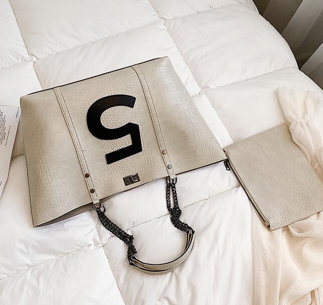 Crocodile PU Leather Shoulder Bag Fashion Digital 5 large capacity female messenger bag women's large capacity handbag pure black white Tote, Beige
Crocodile PU Leather Shoulder Bag Fashion Digital 5 large capacity female messenger bag women's large capacity handbag pure black white Tote, Beige