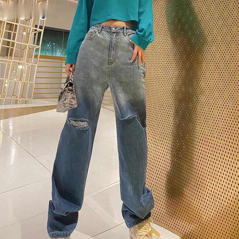 FORYUNSHES Women High Waist Loose Ripped Jeans Fashion Casual Straight Pants Mom Jeans Washed Boyfriend Denim Trousers 210602, Sky blue
FORYUNSHES Women High Waist Loose Ripped Jeans Fashion Casual Straight Pants Mom Jeans Washed Boyfriend Denim Trousers 210602, Sky blue