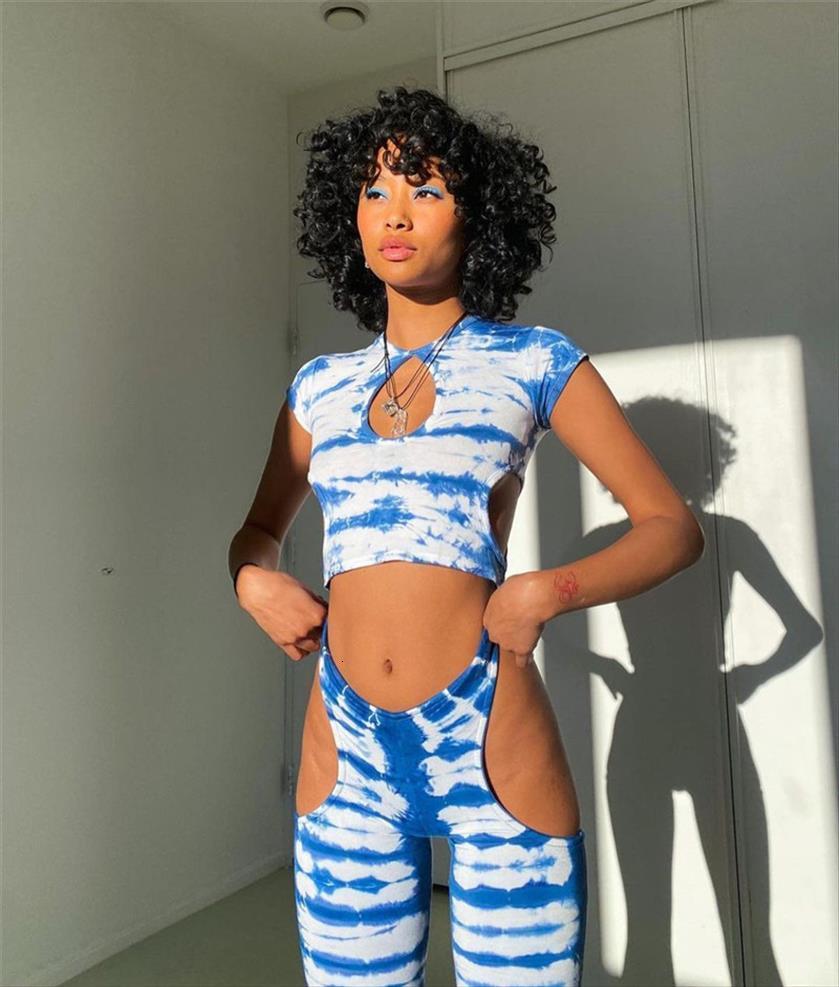 two piece clothes set, womens pants tie dyed printed pattern round collar short sleeve and, White
two piece clothes set, womens pants tie dyed printed pattern round collar short sleeve and, White